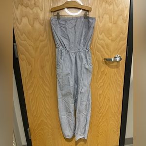 Strapless striped jumpsuit